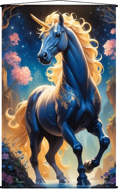 Midnight Royal Unicorn - Wall Scroll