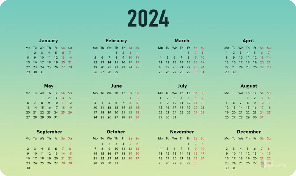 2024 Calendar - Game Mat