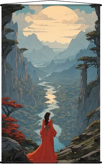 Kokoro River Contemplation - Wall Scroll