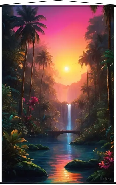 Tropical Neon Cascade - Wall Scroll