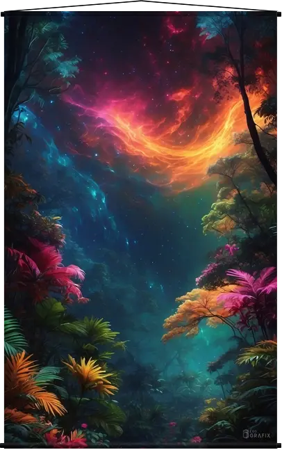 Nebular Neon Jungle - Wall Scroll