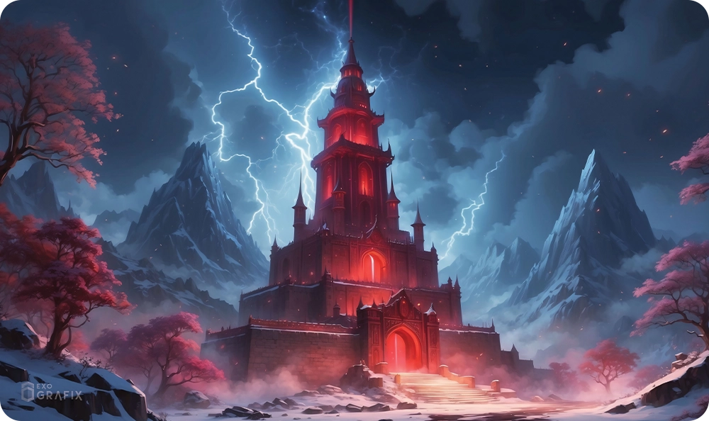 Tower of the Fire Mages in Eldamar Kingdom - Playmat