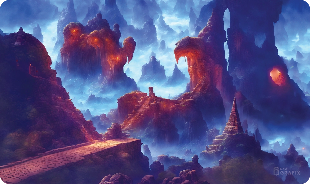 Mesozoic Caverns - Red - Playmat