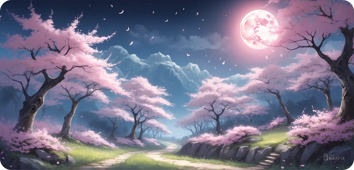 Moonlit Blossom Dreams - Mousepad